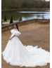 Elbow Sleeves White Glitter Lace Tulle Exclusive Wedding Dress